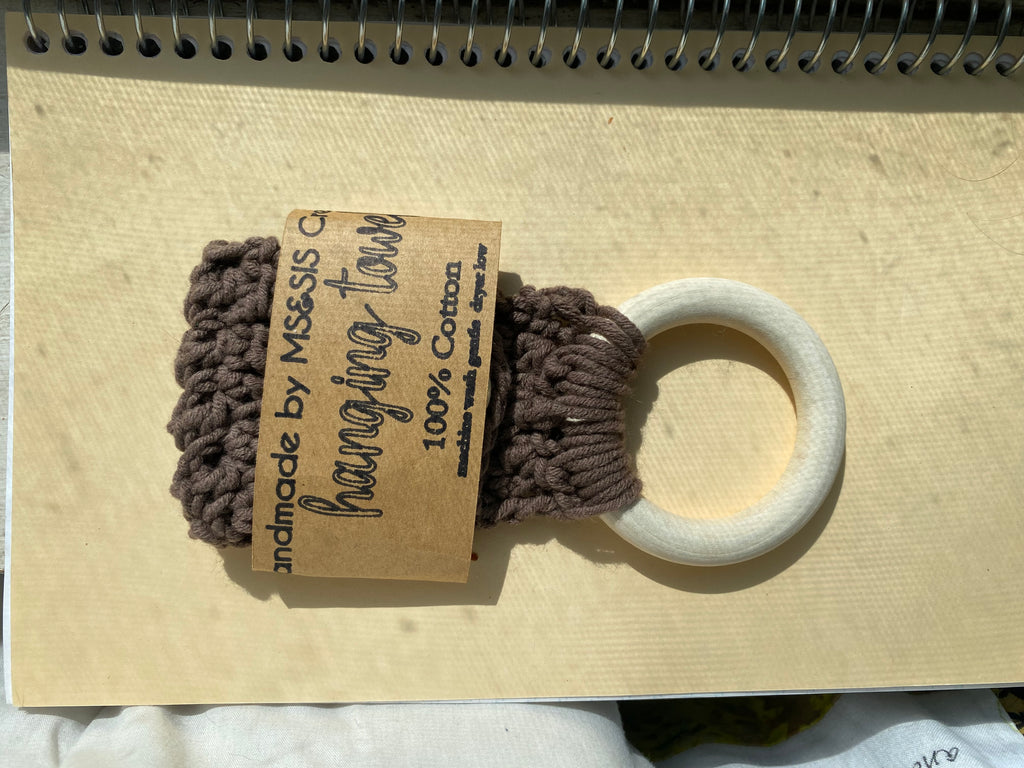 Handmade Crochet Towel Ring – Wooden Ring Kitchen Towel Holder