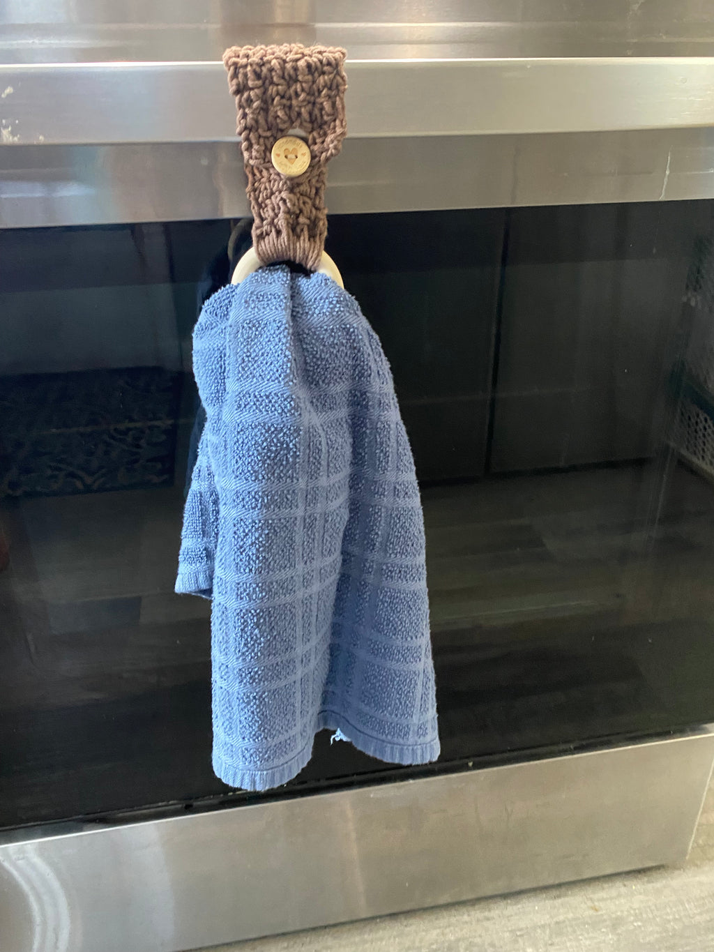 Handmade Crochet Towel Ring – Wooden Ring Kitchen Towel Holder