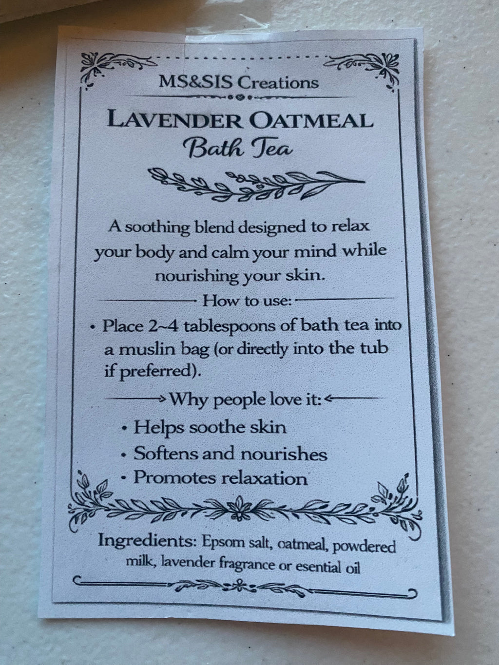 Handmade bath tea